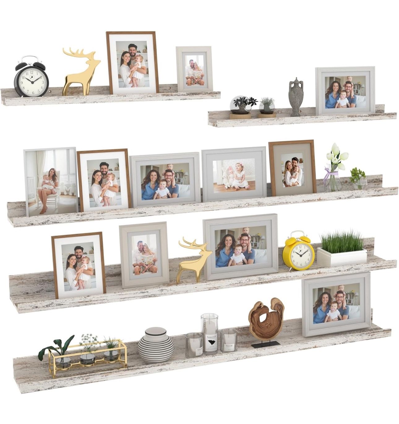 Distressed White Wood Floating Shelves 47 Inches BRAND NEW!