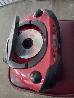 Red Portable CD Boombox with FM Radio