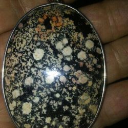 Big Real Stone Necklace.sterling Silver Chain Italy