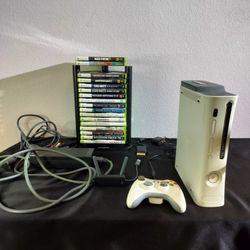 X BOX 360 60 GB HDD Console With 1 Controller & Charger/Power Chord/17 Games