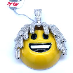 925 Silver CZ Emoji Smiley Face Pendant 27.00g 190049/4