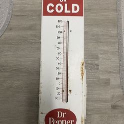 Vintage Antique 1950s Dr. Pepper Soda Thermometer Sign RARE 27” Hot or Cold SEE