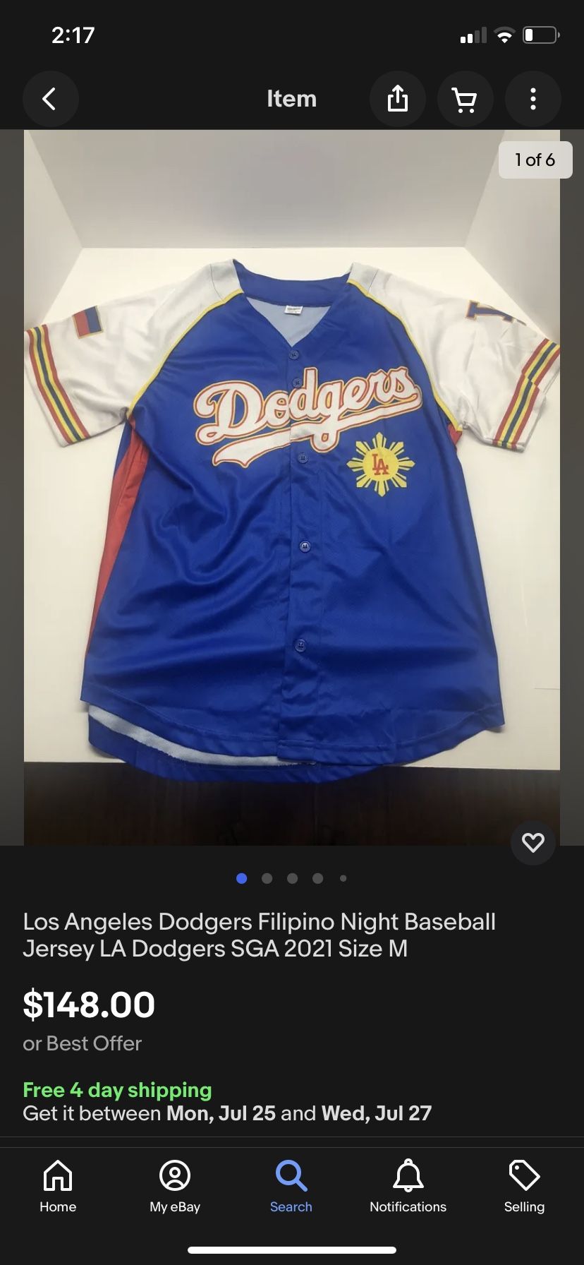 LA Dodgers Filipino Night Jersey Medium