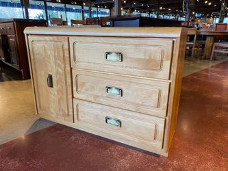 Blonde Three Drawer Cabinet with Brass Handles