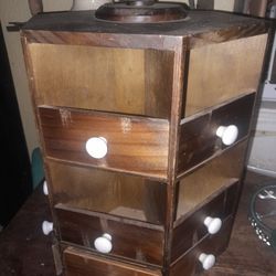 Antique Revolving Lazy Susan Apothecary Cabinet 