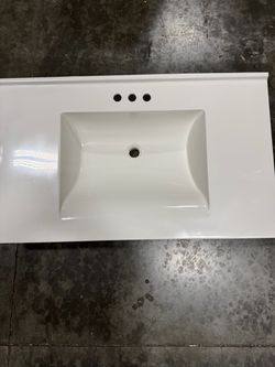Glacier Bay 37 in. W x 22 in. D Cultured Marble White Rectangular Single Sink Vanity Top in White