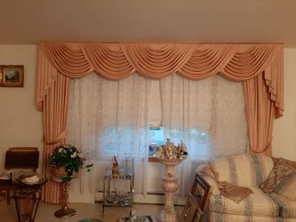 2 pair Peach colored Side Drapes