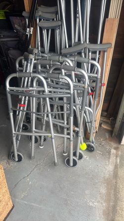Adult walkers and crutches
