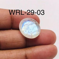 White Rainbow Moonstone Facetted Cut Stone Oval Shape Gemstone-WRL-29-03