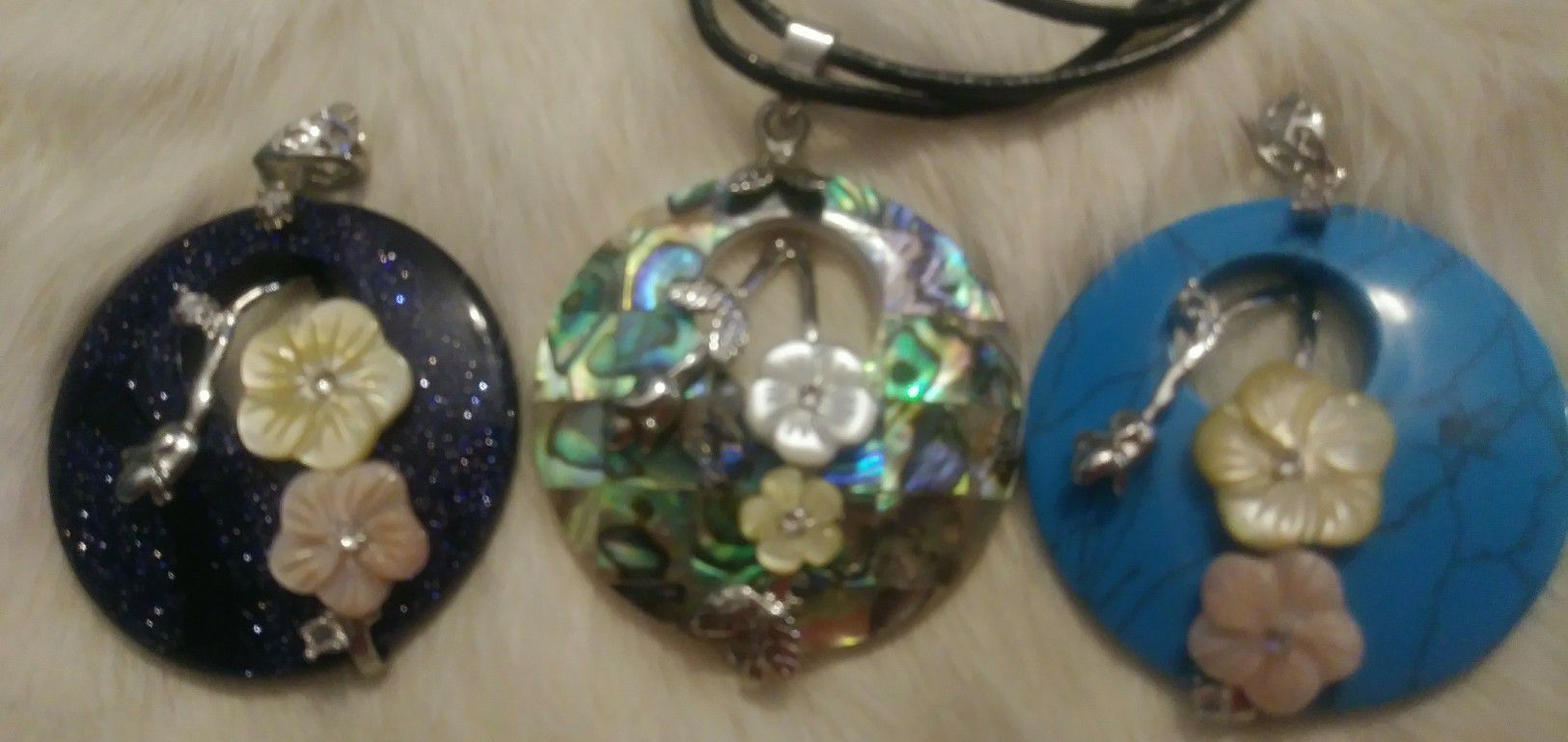 Moonstone, Turquoise Or Abalone Necklace Pendants