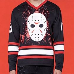SPIRIT HALLOWEEN Friday the 13th Jason Voorhees Hockey Jersery - Men’s L - New