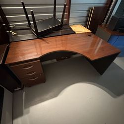 Cherry Wood L Shaped Desk