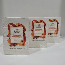 3PK (12ct) Dove Cinnamon Pumpkin Pie Beauty Bar Soap 3.75 oz Limited Edition