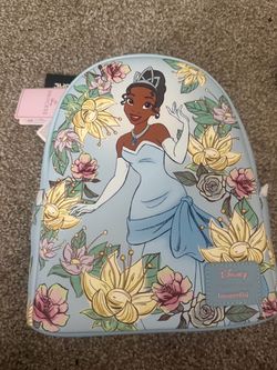 Loungefly Disney Princess and the Frog Tiana Blue Dress Floral Mini Backpack