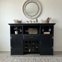 Rustic Farmhouse Style Wine Bar / Coffee Bar Buffet with locking liquor cabinets- delivery available