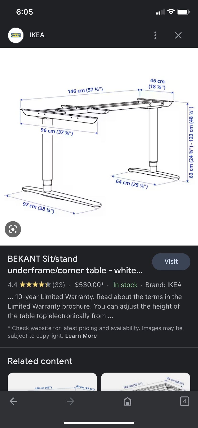 IKEA Bekant Under frame No Top