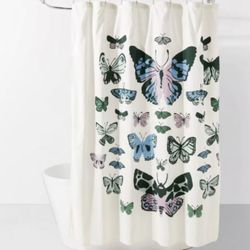 Room Essentials Butterfly Shower Curtain - Blue, Green