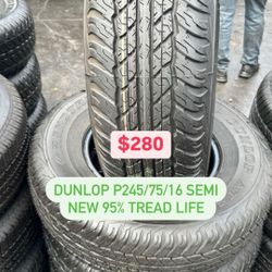 245/75/16 DUNLOP GOOD USED 95%TREAD LIFE $280 PRICE INCLUDING Instalation And Balance 