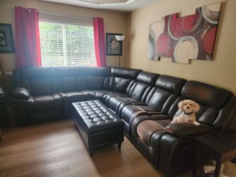 Couch and ottoman dog not included