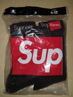 Supreme x Hanes Crew Socks Pack (4 Pairs) - BLACK / GREY 6-12