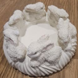 Ceramic Bunny Figurine Candle Holder