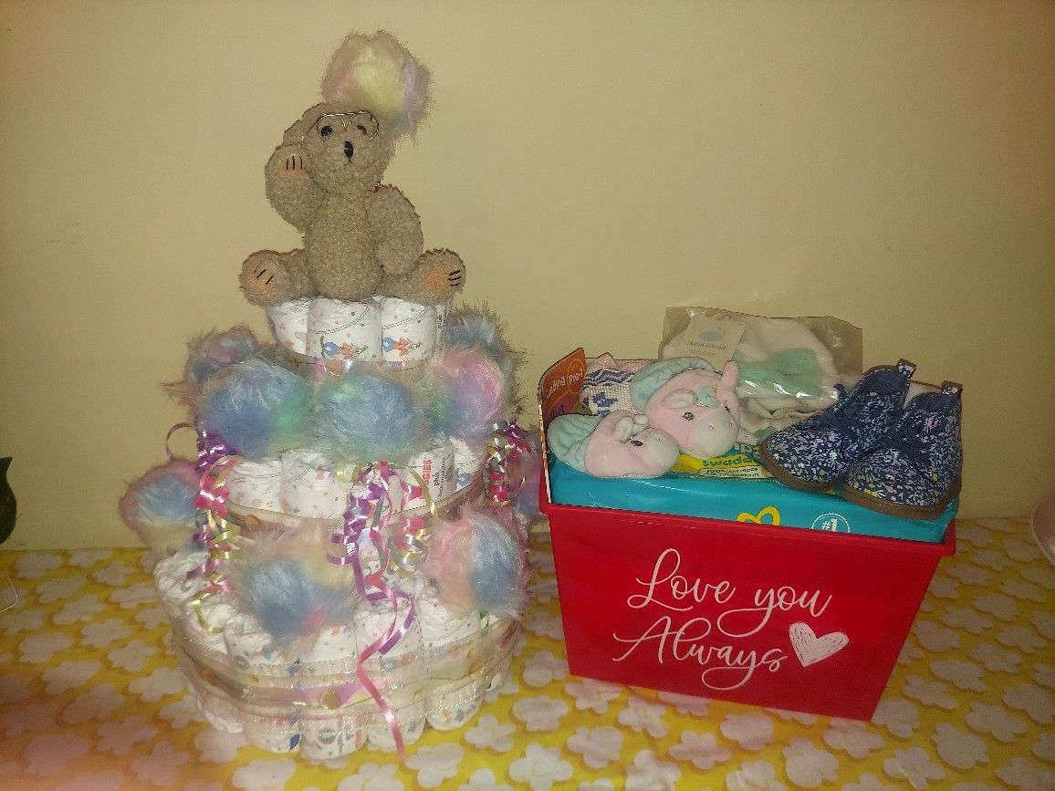Pastel Teddy Diaper Cake