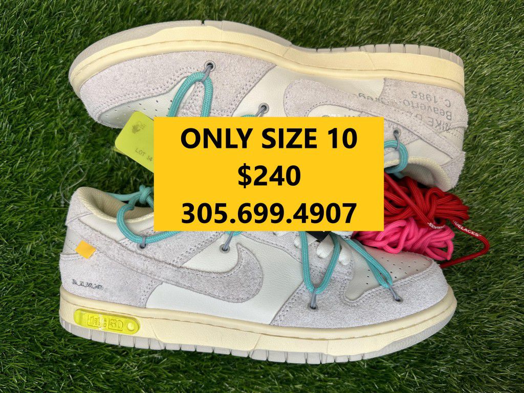 OFF WHITE NIKE DUNK LOW LOT 14 GRAY WHITE BLACK BLUE YELLOW NEW SNEAKERS SHOES SIZE 10 44 A5