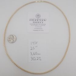 14k gold 25" box link chain