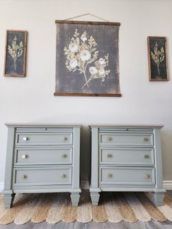 Sage green nightstands (2)
