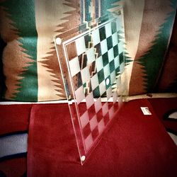 Chess And Checkers Set with Clear and Frosted Pieces