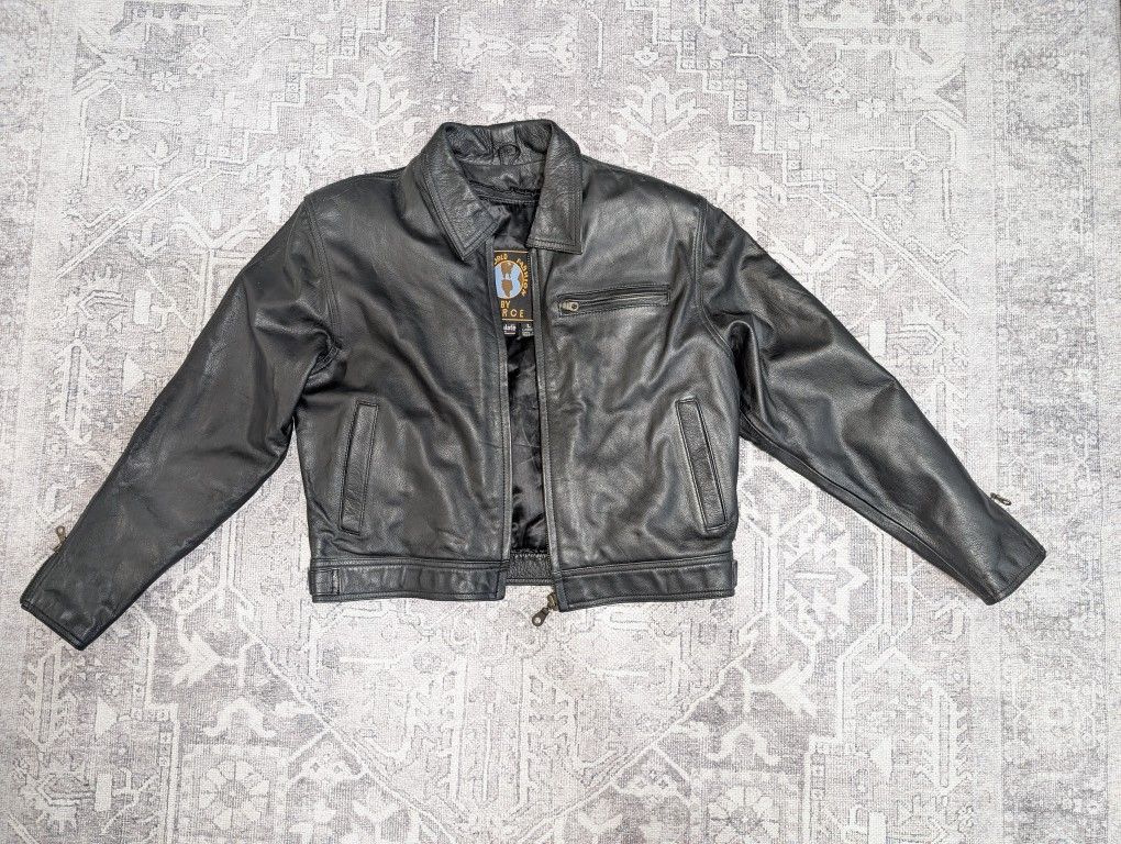 New World Fashion By Force Ladies Leather Coat Jacket Size Large Vintage 1990s