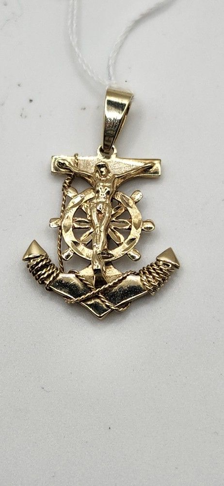 14kt Gold Crucifix Anchor Pendant 5.6G