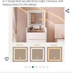 Vanity 3 In 1 Mirror , Light , Chair , Drawers 
