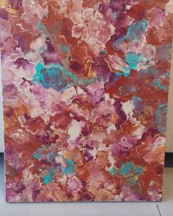 Colorful Abstract Floral Canvas Wall Art - Pink, Purple & Turquoise