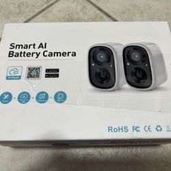 2 PK Smart AI Battery Security Cameras, 2-Way Audio, Detection Spotlight/Siren, 1080P