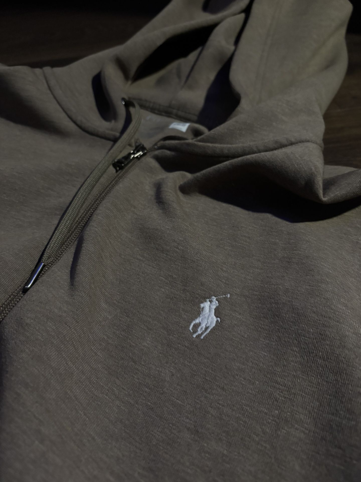 polo light brown zip up sweater