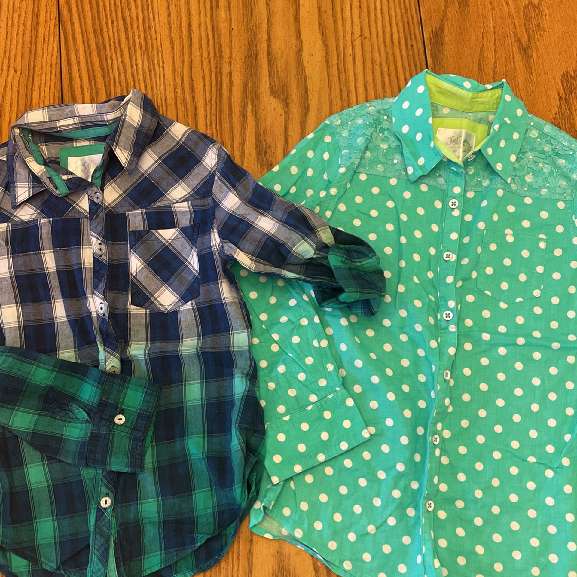 Set Of 2 Justice Button Down Shirts, Size 10