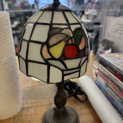 Tiffany Style Stained Glass Lamp Fruit Bowl Design 12.5" Tall