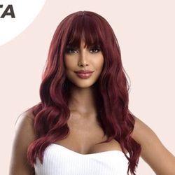 Red Body Wave Wig With Bangs ANITA