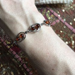 Amber & Sterling Silver Bracelet