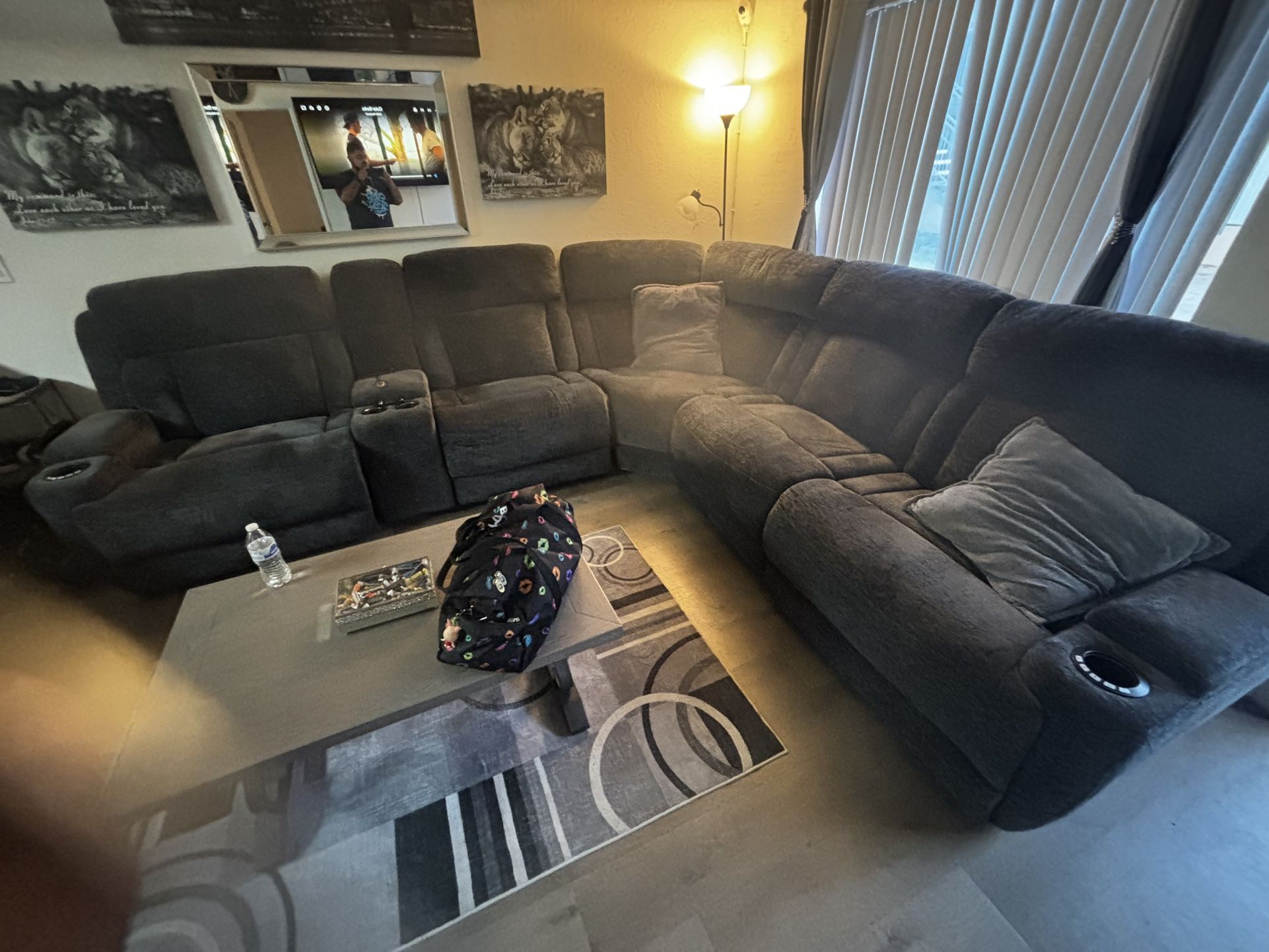 6 Pice Sectional Couches Charcoal, Gray