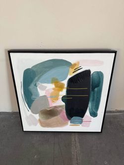 Framed Abstract Canvas Wall Art – 30”x30” Modern Contemporary Decor