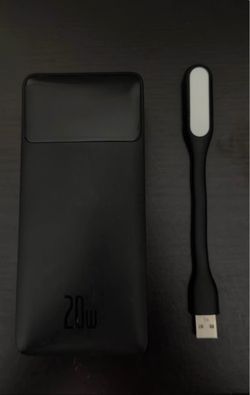 Baseus 30,000mAh Power Bank + Brand New Apple Cables (USB-C & Lightning) + Free LED Light