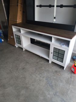 TV Stand with Glass Door Cabinets