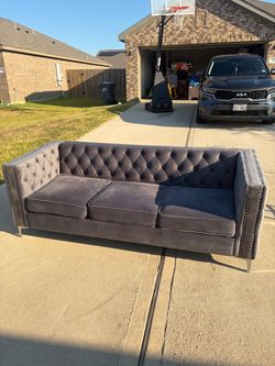 Brand New Dark Grey Velvet Sofa