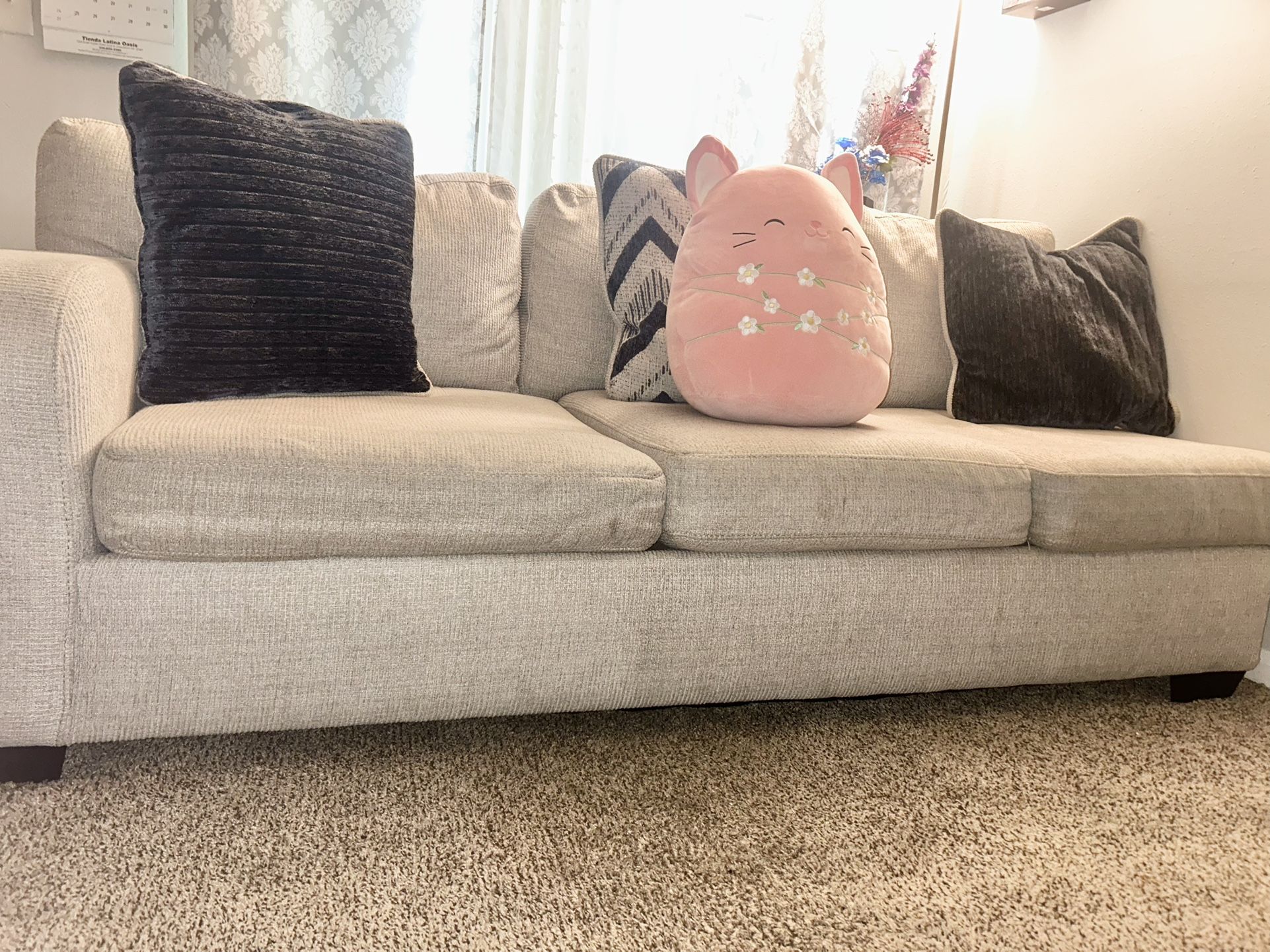 I am selling a semi-new beige living room