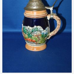 German Vintage Ceramic/pewter  Beer Mug