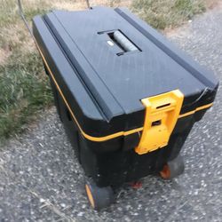 Tool Chest Tote Box With Wheels Rollers Handles And Trays