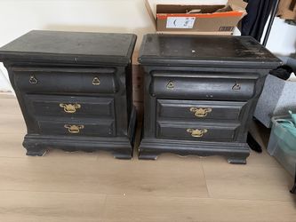 Vintage Solid Wood Nightstands (Set of 2)