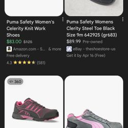 Size 10 Women’s Puma Steel Toe Work Shoes